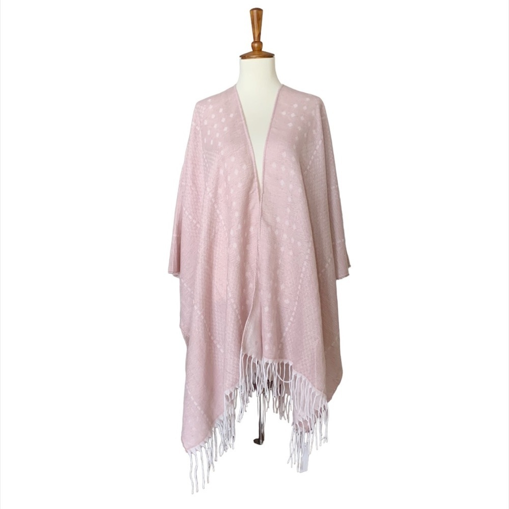 Gentle Fawn Fringe Shrug Kimono Size M/L Pink Cream